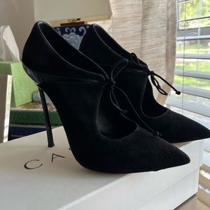 CASADEI BUTTERFLY BLACK SUEDE BLADE PUMPS SIZE 9